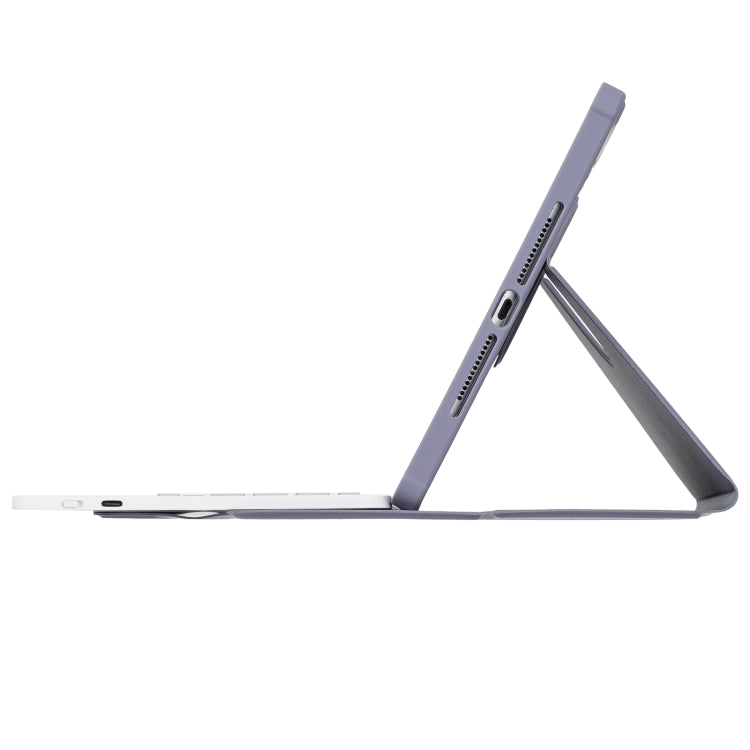 For iPad Pro 11 2024 L13-A 360 Rotation Acrylic Transparent Bluetooth Keyboard Leather Case With Touch Control(Purple)