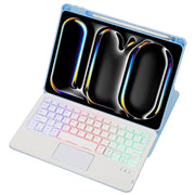 For iPad Pro 11 2024 L13-AS 360 Rotation Acrylic Transparent Bluetooth Keyboard Leather Case With Touch Control / Backlight(Blue)
