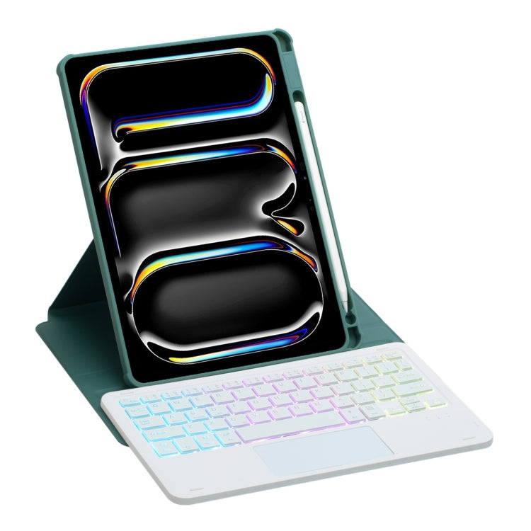 For iPad Pro 11 2024 L13-AS 360 Rotation Acrylic Transparent Bluetooth Keyboard Leather Case With Touch Control / Backlight(Green) - For iPad Pro by PMC Jewellery | Online Shopping South Africa | PMC Jewellery | Buy Now Pay Later Mobicred