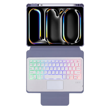 For iPad Pro 11 2024 L13-AS 360 Rotation Acrylic Transparent Bluetooth Keyboard Leather Case With Touch Control / Backlight(Purple) - For iPad Pro by PMC Jewellery | Online Shopping South Africa | PMC Jewellery | Buy Now Pay Later Mobicred