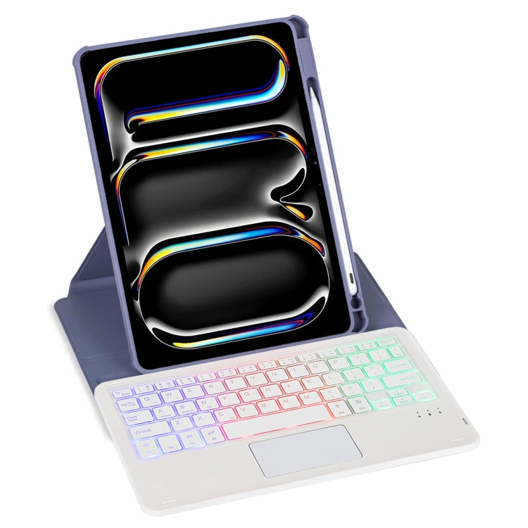 For iPad Pro 11 2024 L13-AS 360 Rotation Acrylic Transparent Bluetooth Keyboard Leather Case With Touch Control / Backlight(Purple) - For iPad Pro by PMC Jewellery | Online Shopping South Africa | PMC Jewellery | Buy Now Pay Later Mobicred