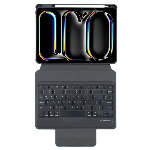 For iPad Pro 11 2024 L13-B 360 Rotation Acrylic Transparent Bluetooth Keyboard Leather Case(Black)