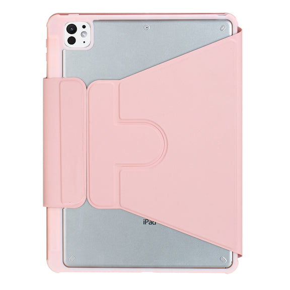 For iPad Pro 11 2024 L13-B 360 Rotation Acrylic Transparent Bluetooth Keyboard Leather Case(Pink)