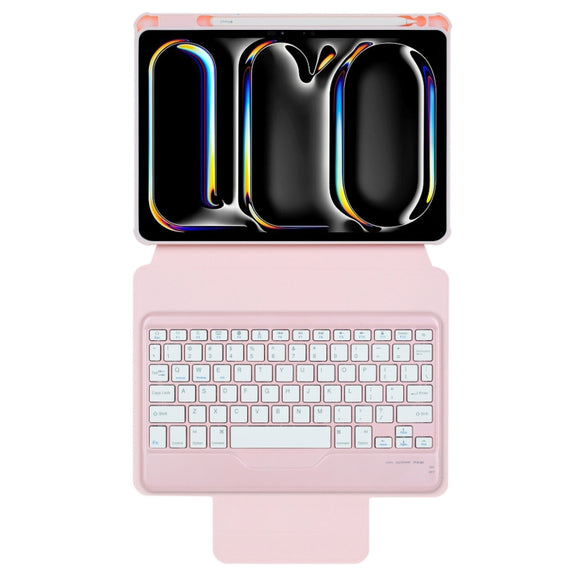 For iPad Pro 11 2024 L13-B 360 Rotation Acrylic Transparent Bluetooth Keyboard Leather Case(Pink)
