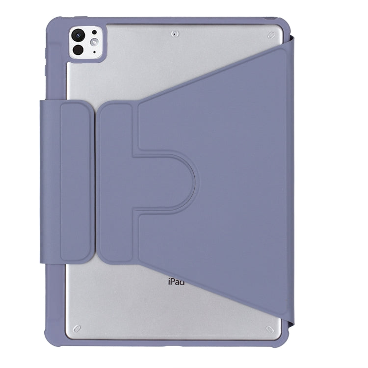 For iPad Pro 11 2024 L13-B 360 Rotation Acrylic Transparent Bluetooth Keyboard Leather Case(Purple)