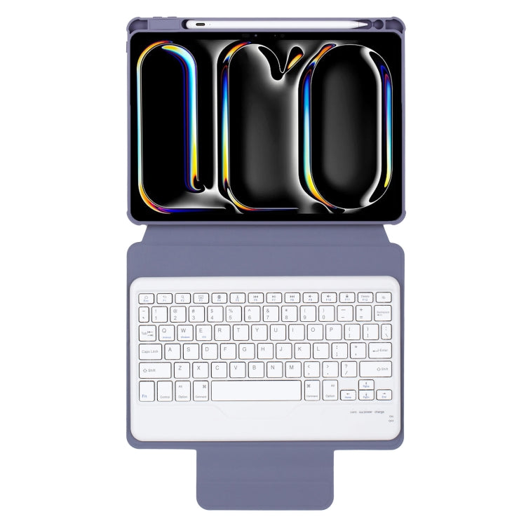 For iPad Pro 11 2024 L13-B 360 Rotation Acrylic Transparent Bluetooth Keyboard Leather Case(Purple)