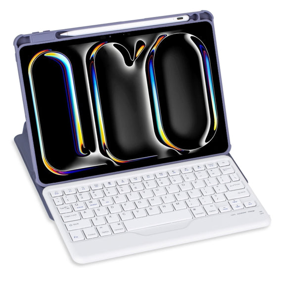For iPad Pro 11 2024 L13-B 360 Rotation Acrylic Transparent Bluetooth Keyboard Leather Case(Purple)