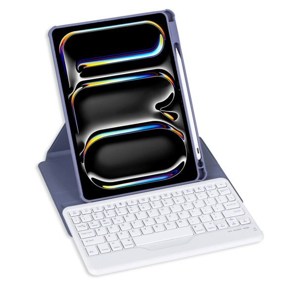 For iPad Pro 11 2024 L13-B 360 Rotation Acrylic Transparent Bluetooth Keyboard Leather Case(Purple)