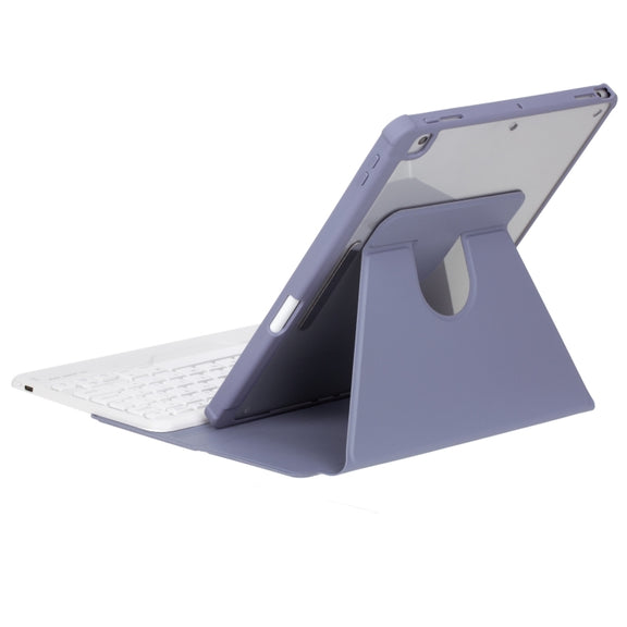 For iPad Pro 11 2024 L13-B 360 Rotation Acrylic Transparent Bluetooth Keyboard Leather Case(Purple)