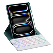 For iPad Pro 11 2024 L13-BS 360 Rotation Acrylic Transparent Bluetooth Keyboard Leather Case with Backlight(Green)