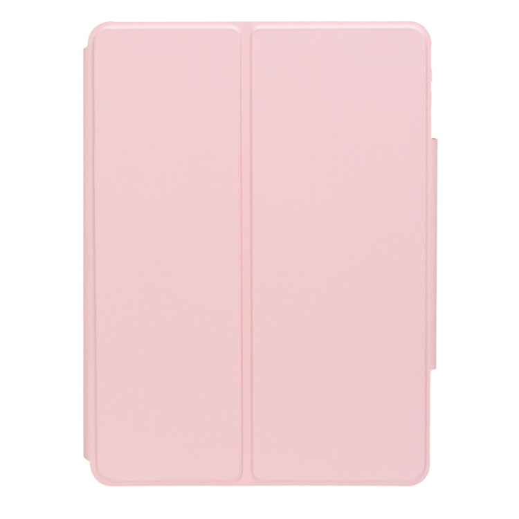 For iPad Pro 11 2024 YL13 360 Rotation Acrylic Transparent Round Keycap Bluetooth Keyboard Leather Case(Pink)