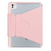 For iPad Pro 11 2024 YL13 360 Rotation Acrylic Transparent Round Keycap Bluetooth Keyboard Leather Case(Pink)