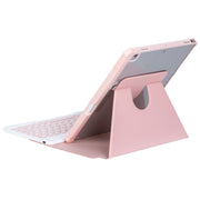 For iPad Pro 11 2024 YL13 360 Rotation Acrylic Transparent Round Keycap Bluetooth Keyboard Leather Case(Pink)