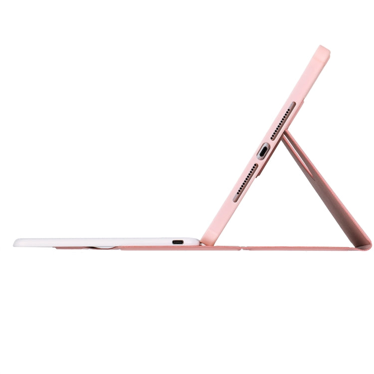 For iPad Pro 11 2024 YL13 360 Rotation Acrylic Transparent Round Keycap Bluetooth Keyboard Leather Case(Pink)