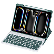 For iPad Pro 11 2024 YL13 360 Rotation Acrylic Transparent Round Keycap Bluetooth Keyboard Leather Case(Green)
