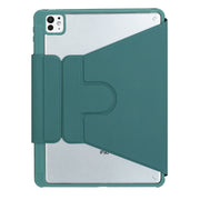For iPad Pro 11 2024 YL13 360 Rotation Acrylic Transparent Round Keycap Bluetooth Keyboard Leather Case(Green)