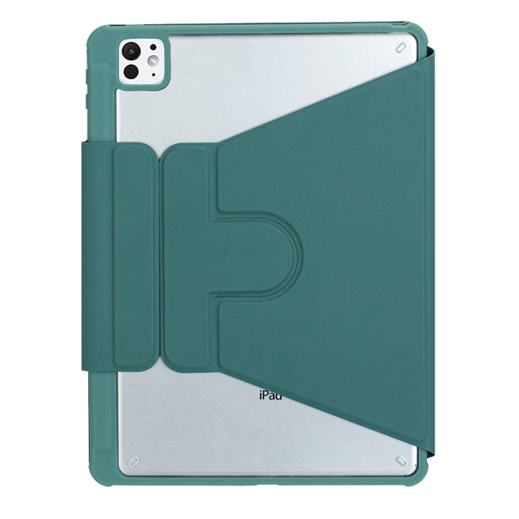 For iPad Pro 11 2024 YL13 360 Rotation Acrylic Transparent Round Keycap Bluetooth Keyboard Leather Case(Green)