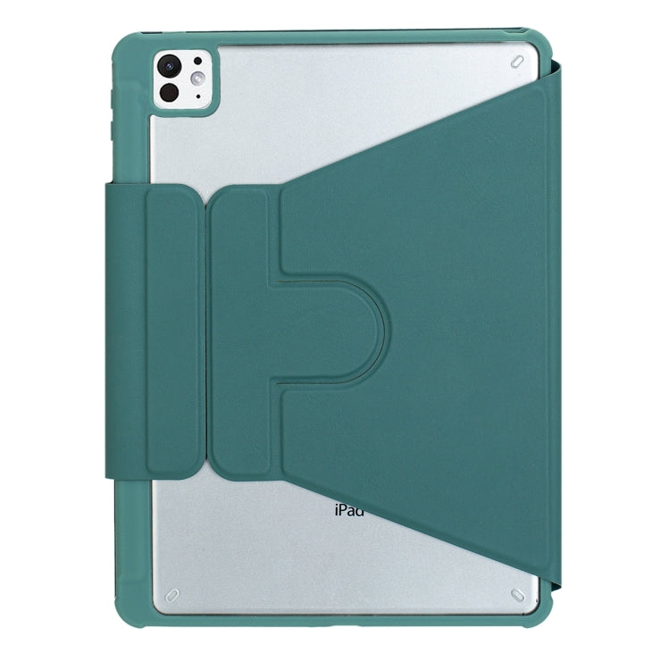 For iPad Pro 11 2024 YL13 360 Rotation Acrylic Transparent Round Keycap Bluetooth Keyboard Leather Case(Green)