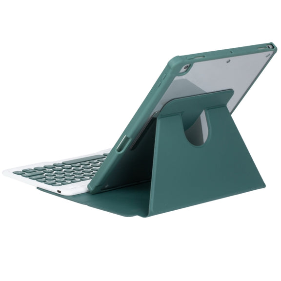 For iPad Pro 11 2024 YL13 360 Rotation Acrylic Transparent Round Keycap Bluetooth Keyboard Leather Case(Green)
