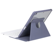 For iPad Pro 11 2024 YL13 360 Rotation Acrylic Transparent Round Keycap Bluetooth Keyboard Leather Case(Purple)