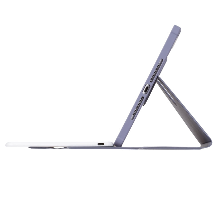 For iPad Pro 11 2024 YL13 360 Rotation Acrylic Transparent Round Keycap Bluetooth Keyboard Leather Case(Purple)