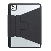 For iPad Pro 11 2024 YL13-A 360 Rotation Acrylic Transparent Round Keycap Bluetooth Keyboard Leather Case With Touch Control(Black)