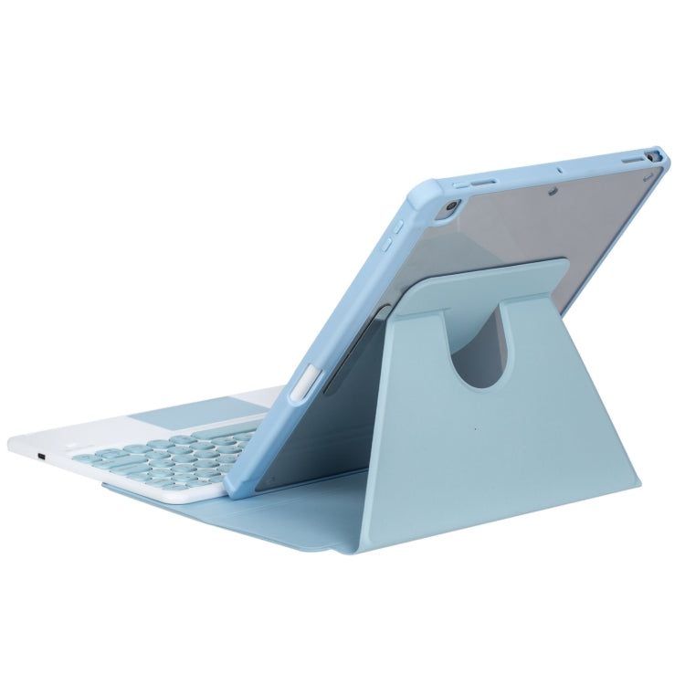 For iPad Pro 11 2024 YL13-A 360 Rotation Acrylic Transparent Round Keycap Bluetooth Keyboard Leather Case With Touch Control(Blue) - For iPad Pro by PMC Jewellery | Online Shopping South Africa | PMC Jewellery | Buy Now Pay Later Mobicred