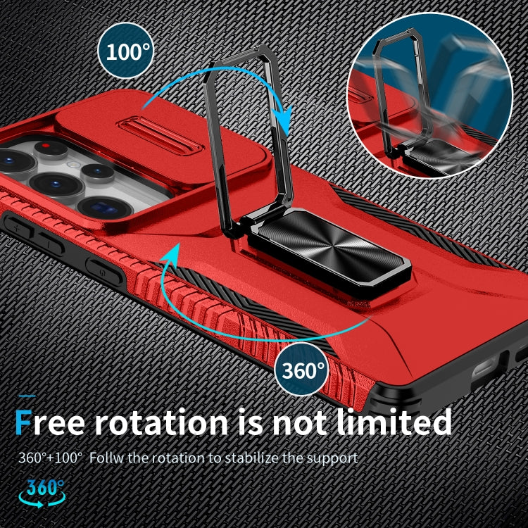 For Samsung Galaxy S25 Ultra 5G Sliding Camshield Holder Phone Case(Red)