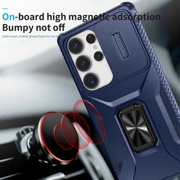 For Samsung Galaxy S25 Ultra 5G Sliding Camshield Holder Phone Case(Blue)