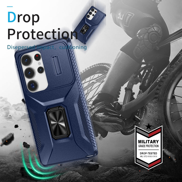For Samsung Galaxy S25 Ultra 5G Sliding Camshield Holder Phone Case(Blue)