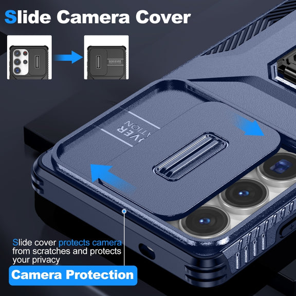 For Samsung Galaxy S25 Ultra 5G Sliding Camshield Holder Phone Case(Blue)