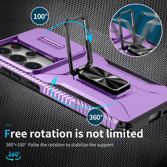 For Samsung Galaxy S25 Ultra 5G Sliding Camshield Holder Phone Case(Purple)