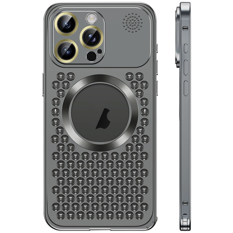 For iPhone 16 Pro Spring Buckle MagSafe Magnetic Metal Aromatherapy Phone Case(Black) - free shipping - PMc TechLife - Order now!