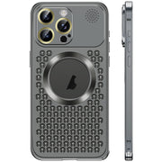 For iPhone 16 Pro Spring Buckle MagSafe Magnetic Metal Aromatherapy Phone Case(Black)