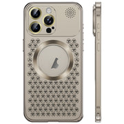 For iPhone 16 Pro Spring Buckle MagSafe Magnetic Metal Aromatherapy Phone Case(Grey)