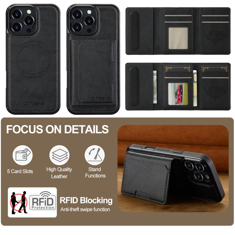 For iPhone 16 Pro Max LC.IMEEKE L5 Series Detachable RFID Card Bag Magsafe Phone Case(Black) - iPhone 16 Pro Max Cases by LC.IMEEKE | Online Shopping South Africa | PMC Jewellery | Buy Now Pay Later Mobicred