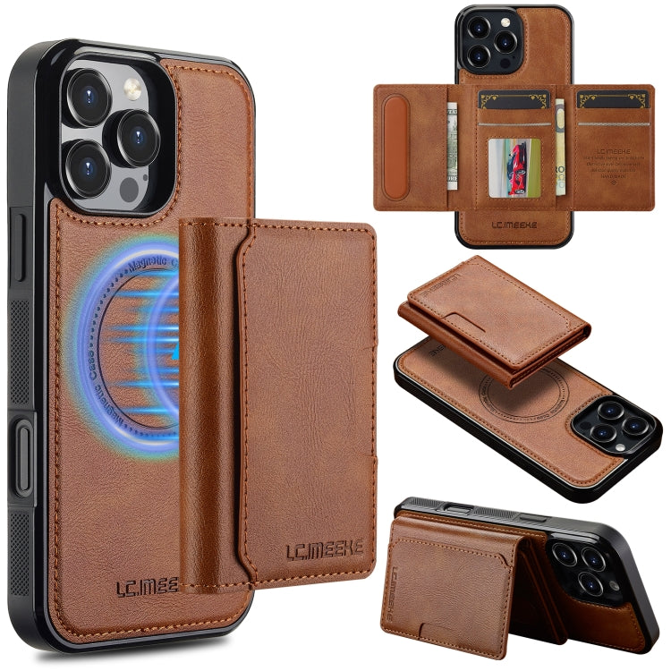 For iPhone 16 Pro Max LC.IMEEKE L5 Series Detachable RFID Card Bag Magsafe Phone Case(Brown) - free shipping - PMC Jewellery - Order now!