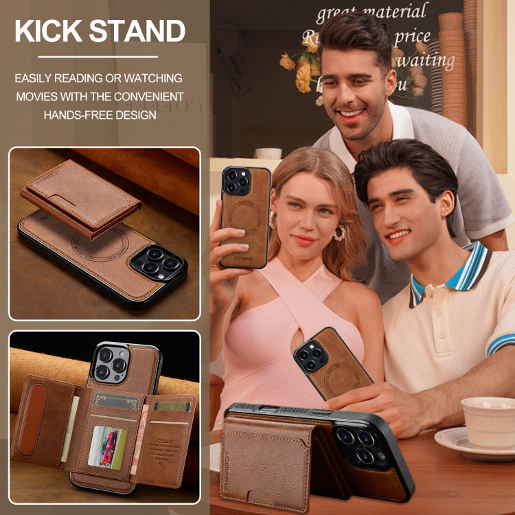 For iPhone 16 Pro Max LC.IMEEKE L5 Series Detachable RFID Card Bag Magsafe Phone Case(Brown) - free shipping - PMC Jewellery - Order now!