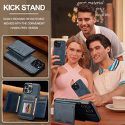 For iPhone 16 Pro Max LC.IMEEKE L5 Series Detachable RFID Card Bag Magsafe Phone Case(Blue)