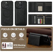 For iPhone 16 Pro LC.IMEEKE L5 Series Detachable RFID Card Bag Magsafe Phone Case(Black)