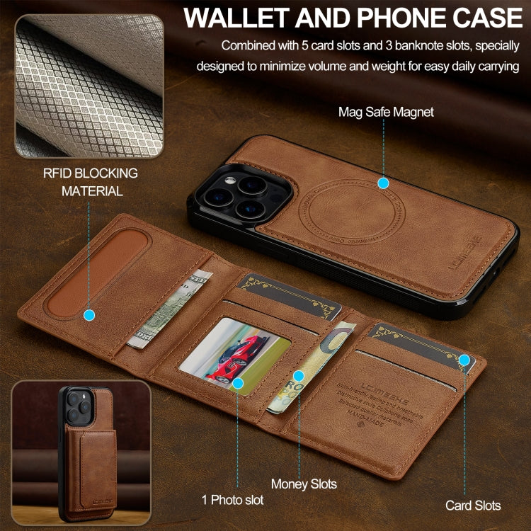For iPhone 16 Pro LC.IMEEKE L5 Series Detachable RFID Card Bag Magsafe Phone Case(Brown) - free shipping - PMC Jewellery - Order now!