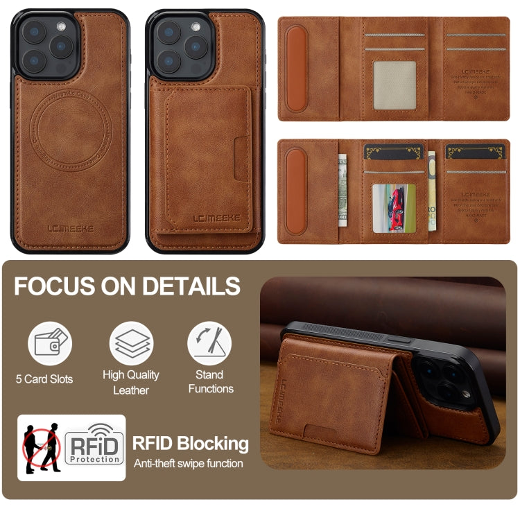 For iPhone 16 Pro LC.IMEEKE L5 Series Detachable RFID Card Bag Magsafe Phone Case(Brown) - free shipping - PMC Jewellery - Order now!
