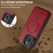 For iPhone 16 Pro LC.IMEEKE L5 Series Detachable RFID Card Bag Magsafe Phone Case(Red)