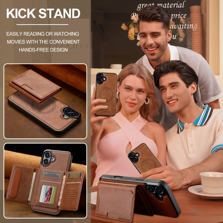 For iPhone 16 Plus LC.IMEEKE L5 Series Detachable RFID Card Bag Magsafe Phone Case(Brown) - free shipping - PMC Jewellery - Order now!