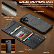 For iPhone 16 LC.IMEEKE L5 Series Detachable RFID Card Bag Magsafe Phone Case(Black)