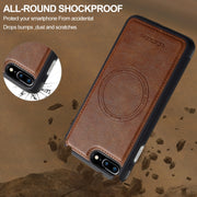 For iPhone 16e LC.IMEEKE L5 Series Detachable RFID Card Bag Magsafe Phone Case(Brown)