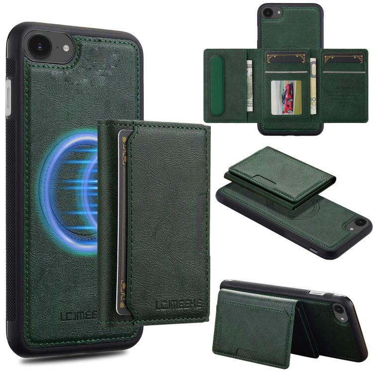 For iPhone 16e LC.IMEEKE L5 Series Detachable RFID Card Bag Magsafe Phone Case(Green) - free shipping - PMC TechLife - Order now!