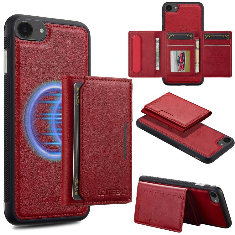 For iPhone 16e LC.IMEEKE L5 Series Detachable RFID Card Bag Magsafe Phone Case(Red) - iPhone 16e Cases by LC.IMEEKE | Online Shopping South Africa | PMC TechLife | Buy Now Pay Later Mobicred