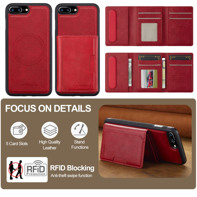 For iPhone 16e LC.IMEEKE L5 Series Detachable RFID Card Bag Magsafe Phone Case(Red) - iPhone 16e Cases by LC.IMEEKE | Online Shopping South Africa | PMC TechLife | Buy Now Pay Later Mobicred