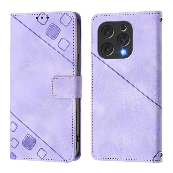 For Doogee N55 Plus Skin-feel Embossed Leather Phone Case(Light Purple)